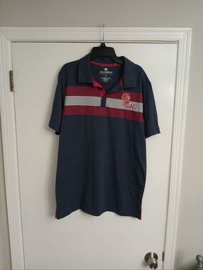Colosseum Navy, Red & White Ole Miss Polo